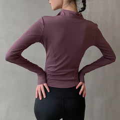 2024 Women's Sports Jacket – Long Sleeve Zip-Up Fitness & Yoga Top