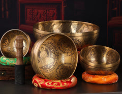 Handmade Tibetan Singing Bowl – Brass Sound Bowl with Accessories for Meditation & Yoga