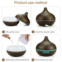 500ml Wood Grain Essential Oil Diffuser with Remote
