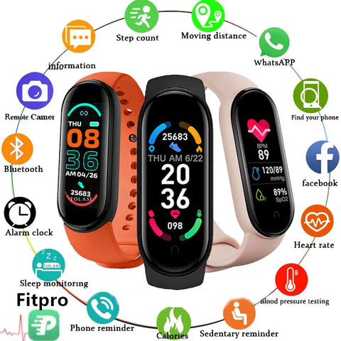 M6 Smart Watch – Fitness Tracker, Heart Rate, Blood Pressure Monitor, Waterproof