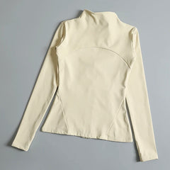 Women’s High Elastic Yoga Jacket – Long Sleeve Stand Collar Workout Top