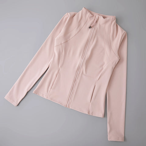 Women’s High Elastic Yoga Jacket – Long Sleeve Stand Collar Workout Top