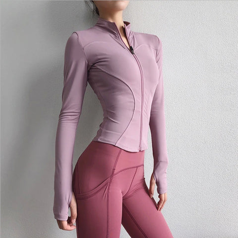 2024 Women's Sports Jacket – Long Sleeve Zip-Up Fitness & Yoga Top