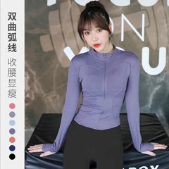 2024 Women's Sports Jacket – Long Sleeve Zip-Up Fitness & Yoga Top