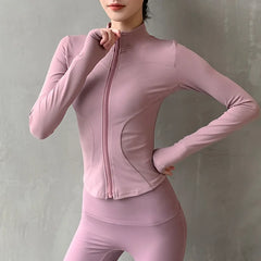 2024 Women's Sports Jacket – Long Sleeve Zip-Up Fitness & Yoga Top