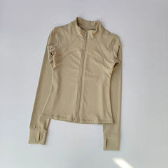 Women’s High-End Yoga & Running Jacket – Long Sleeve with Stand Collar