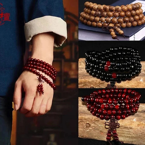 8mm Sandalwood Mala Bracelet – 108 Beads for Meditation & Prayer