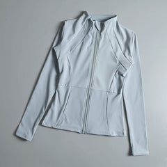 Women’s High Elastic Yoga Jacket – Long Sleeve Stand Collar Workout Top
