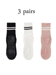 Women’s Non-Slip Pilates & Yoga Grip Socks – 4 Pairs