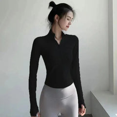 2024 Women's Sports Jacket – Long Sleeve Zip-Up Fitness & Yoga Top