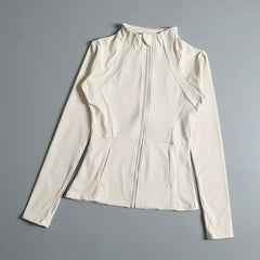 Women’s High Elastic Yoga Jacket – Long Sleeve Stand Collar Workout Top