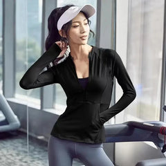 2024 Women's Sports Jacket – Long Sleeve Zip-Up Fitness & Yoga Top
