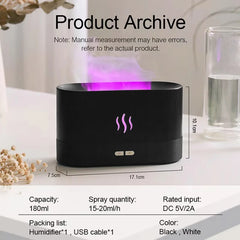 Vissko Flame Aroma Diffuser – 180ml Ultrasonic Humidifier