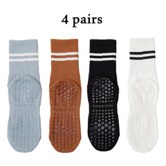Women’s Non-Slip Pilates & Yoga Grip Socks – 4 Pairs
