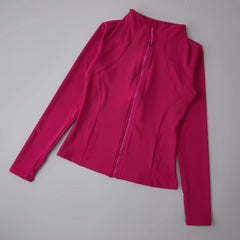 Women’s High Elastic Yoga Jacket – Long Sleeve Stand Collar Workout Top
