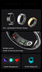 R09 Smart Ring – Health Monitoring, Camera Control, Waterproof with Charging Case