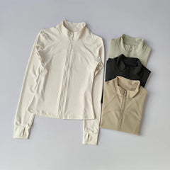 Women’s High-End Yoga & Running Jacket – Long Sleeve with Stand Collar