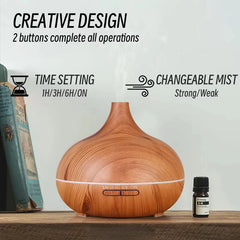 500ml Wood Grain Essential Oil Diffuser with Remote