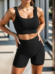 Seamless Yoga Set – High Waist Leggings & Sports Top