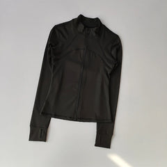 Women’s High-End Yoga & Running Jacket – Long Sleeve with Stand Collar