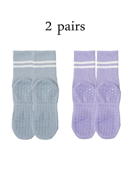 Women’s Non-Slip Pilates & Yoga Grip Socks – 4 Pairs