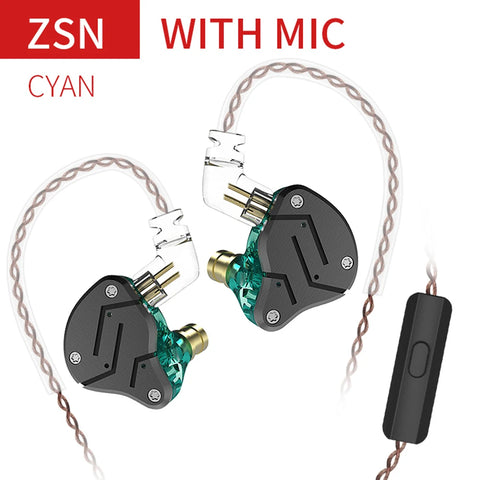 KZ ZSN Hybrid Metal Earphones – HiFi Bass with 1BA+1DD
