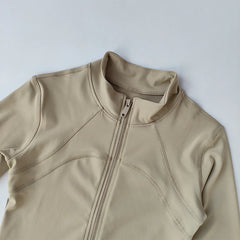 Women’s High-End Yoga & Running Jacket – Long Sleeve with Stand Collar