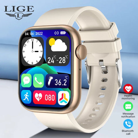LIGE 2025 Smart Watch – Wireless Charging, Bluetooth Calls, Custom Watch Faces