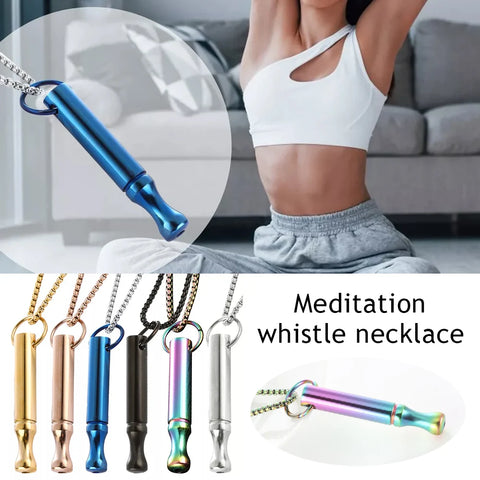 Breathwork & Mindfulness Necklace – Stainless Steel Breathing Whistle for Anxiety Relief