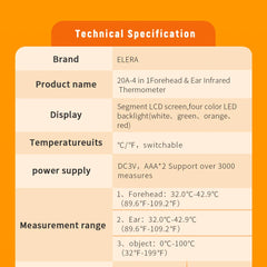 ELERA Infrared Thermometer – Non-Contact Forehead & Ear Temperature Scanner