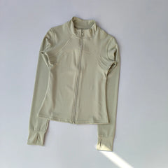 Women’s High-End Yoga & Running Jacket – Long Sleeve with Stand Collar
