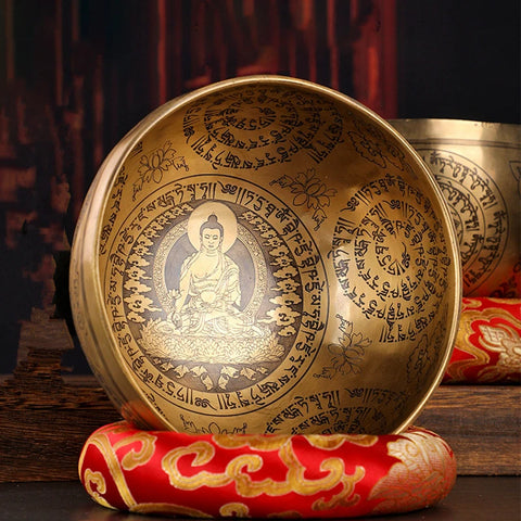 Handmade Tibetan Singing Bowl – Brass Sound Bowl with Accessories for Meditation & Yoga