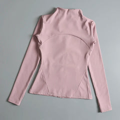 Women’s High Elastic Yoga Jacket – Long Sleeve Stand Collar Workout Top