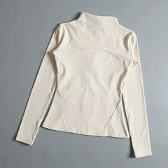 Women’s High Elastic Yoga Jacket – Long Sleeve Stand Collar Workout Top