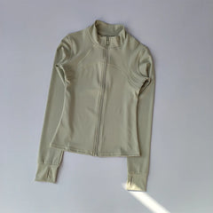 Women’s High-End Yoga & Running Jacket – Long Sleeve with Stand Collar