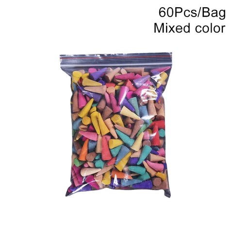 60pcs Backflow Incense Cones – Mixed Natural Scents for Meditation & Home Decor
