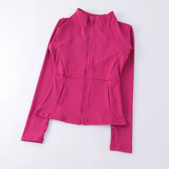 Women’s High Elastic Yoga Jacket – Long Sleeve Stand Collar Workout Top