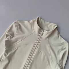 Women’s High-End Yoga & Running Jacket – Long Sleeve with Stand Collar