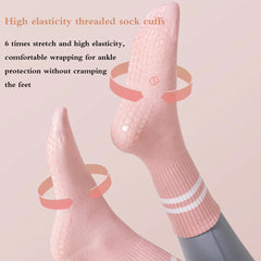 Women’s Non-Slip Pilates & Yoga Grip Socks – 4 Pairs
