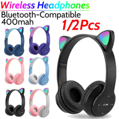 Glow Light Wireless Headphones – Over-Ear Bluetooth Stereo with Bass