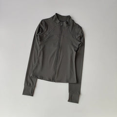 Women’s High-End Yoga & Running Jacket – Long Sleeve with Stand Collar