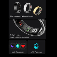 R09 Smart Ring – Health Monitoring, Camera Control, Waterproof with Charging Case