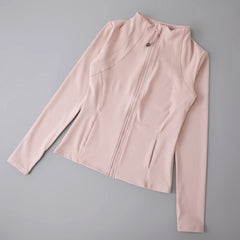 Women’s High Elastic Yoga Jacket – Long Sleeve Stand Collar Workout Top