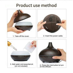 500ml Wood Grain Essential Oil Diffuser with Remote