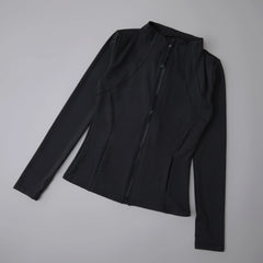 Women’s High Elastic Yoga Jacket – Long Sleeve Stand Collar Workout Top