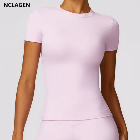 NCLAGEN Women’s Sports T-Shirt – Breathable Stretch Gym & Yoga Top