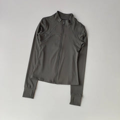 Women’s High-End Yoga & Running Jacket – Long Sleeve with Stand Collar